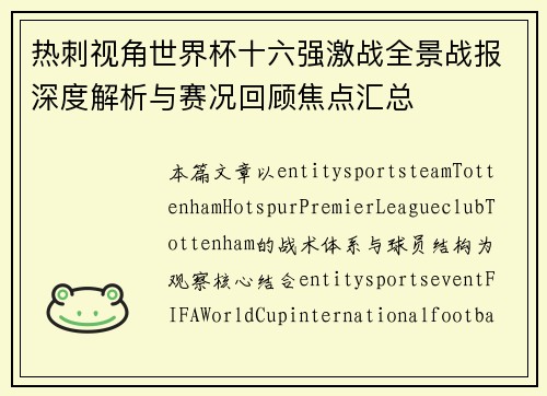 热刺视角世界杯十六强激战全景战报深度解析与赛况回顾焦点汇总